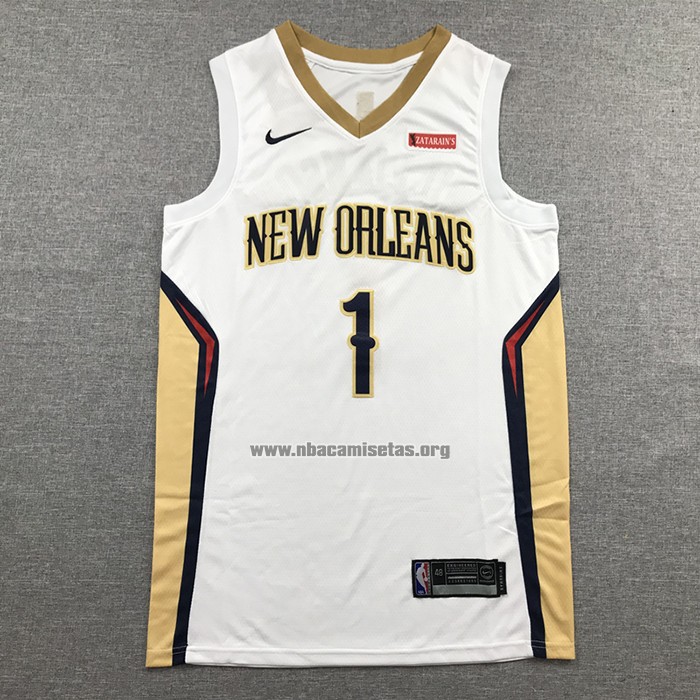 Camiseta New Orleans Pelicans Zion Williamson NO 1 Association 2020-21 Blanco
